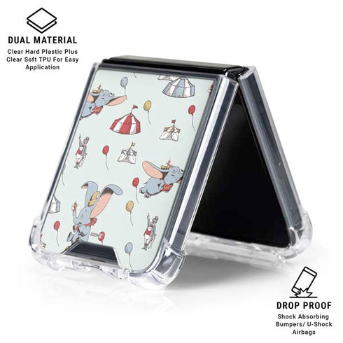 Disney Dumbo Vintage Pattern Galaxy Z Flip6 Clear Case