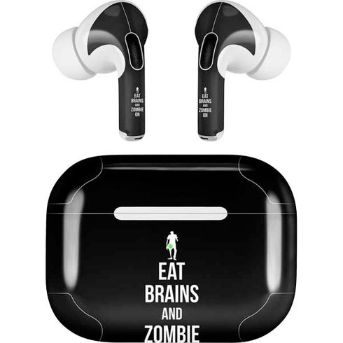 Eat Brains and Zombie On Black AirPods Skins