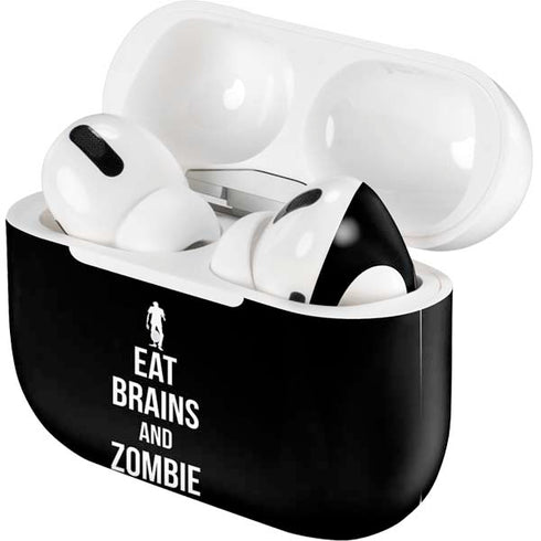 Eat Brains and Zombie On Black AirPods Skins