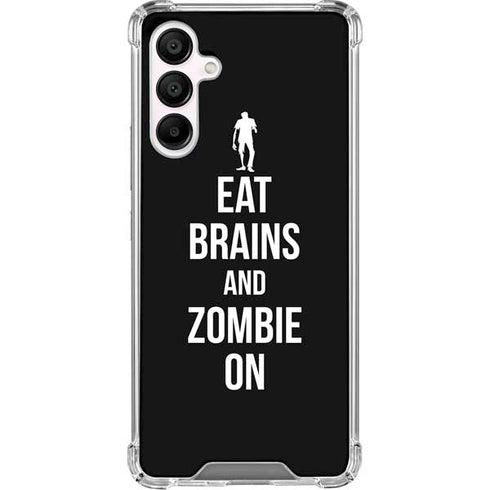 Eat Brains and Zombie On Black Galaxy A16 5G Clear Case