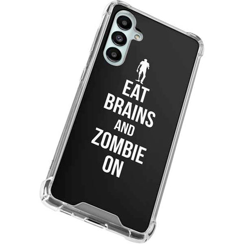 Eat Brains and Zombie On Black Galaxy A16 5G Clear Case