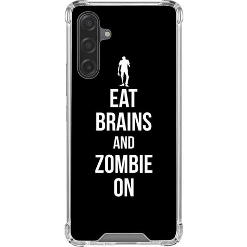 Eat Brains and Zombie On Black Galaxy A17 Clear Case
