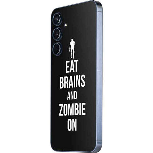 Eat Brains and Zombie On Black Galaxy A35 5G Skin