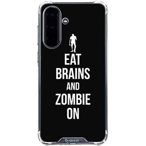 Eat Brains and Zombie On Black Galaxy A36 5G Clear Case