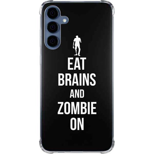 Eat Brains and Zombie On Black Galaxy A55 5G Clear Case