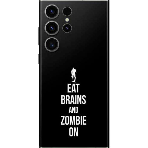 Eat Brains and Zombie On Black Galaxy Skins