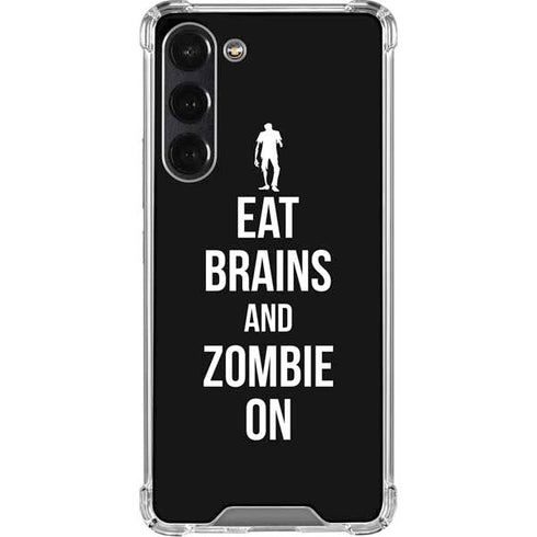 Eat Brains and Zombie On Black Galaxy S24 FE Clear Case