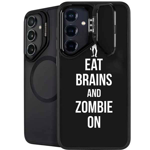 Eat Brains and Zombie On Black Galaxy S24 Plus Kickstand Case