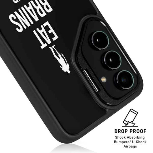 Eat Brains and Zombie On Black Galaxy S24 Plus Kickstand Case