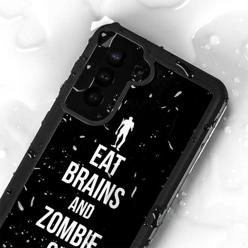 Eat Brains and Zombie On Black Galaxy S24 Plus Waterproof Case