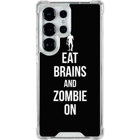 Eat Brains and Zombie On Black Galaxy S25 Ultra Clear Case