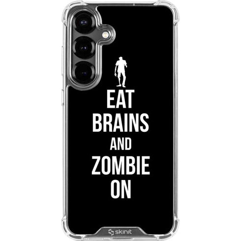 Eat Brains and Zombie On Black Galaxy S26 Clear Case