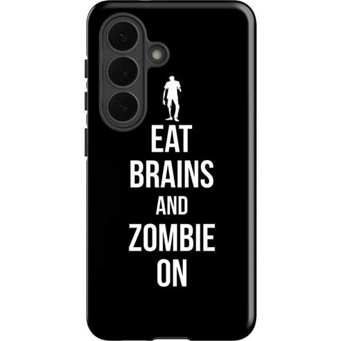 Eat Brains and Zombie On Black Galaxy S26 Impact Case