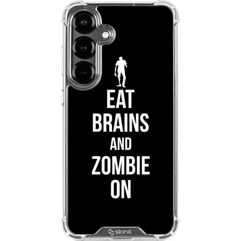 Eat Brains and Zombie On Black Galaxy S26 Plus Clear Case