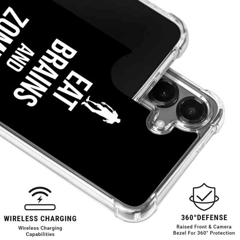 Eat Brains and Zombie On Black Galaxy S26 Plus Clear Case