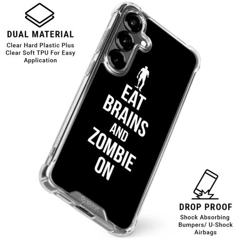 Eat Brains and Zombie On Black Galaxy S26 Plus Clear Case
