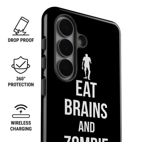 Eat Brains and Zombie On Black Galaxy S26 Plus Impact Case