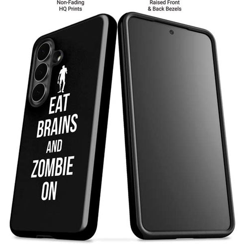 Eat Brains and Zombie On Black Galaxy S26 Plus Impact Case