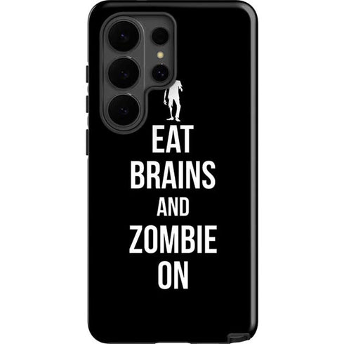 Eat Brains and Zombie On Black Galaxy S26 Ultra Impact Case