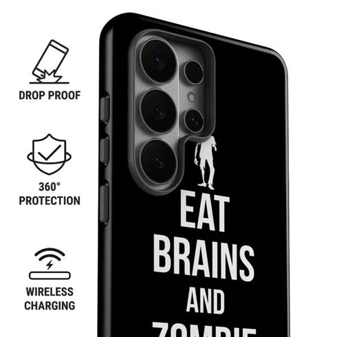 Eat Brains and Zombie On Black Galaxy S26 Ultra Impact Case