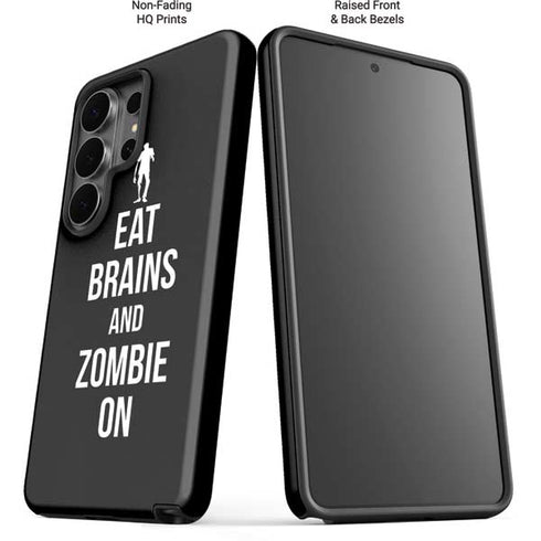Eat Brains and Zombie On Black Galaxy S26 Ultra Impact Case