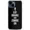 Eat Brains and Zombie On Black iPhone 15 Clear Case