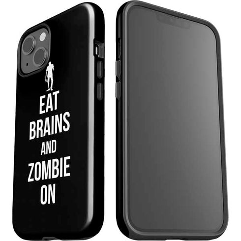 Eat Brains and Zombie On Black iPhone 15 Impact Case