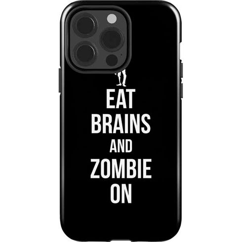 Eat Brains and Zombie On Black iPhone 15 Pro Impact Case
