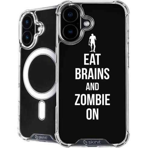 Eat Brains and Zombie On Black iPhone 16 MagSafe Case