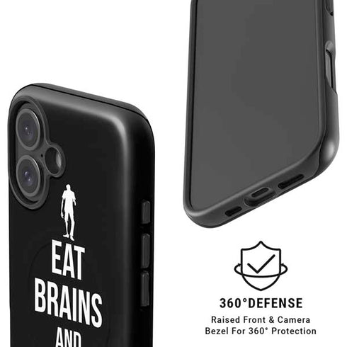 Eat Brains and Zombie On Black iPhone 16 Plus Magsafe Impact Case