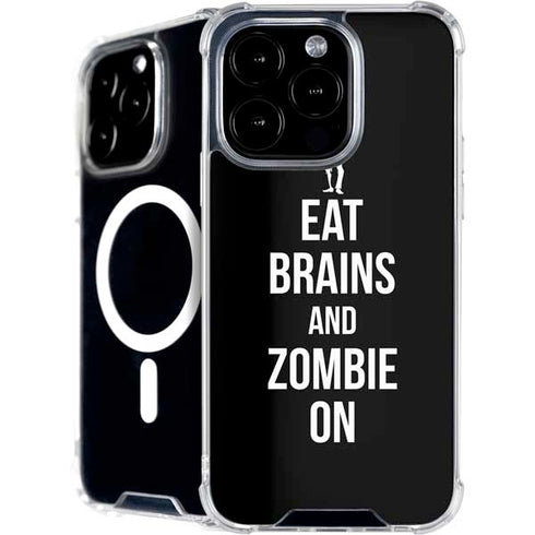 Eat Brains and Zombie On Black iPhone 16 Pro MagSafe Case