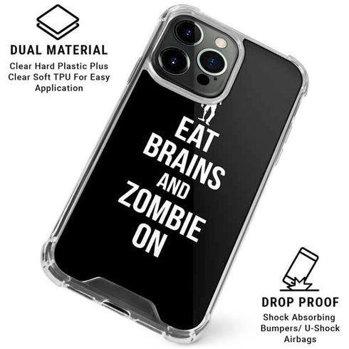 Eat Brains and Zombie On Black iPhone 16 Pro Max Clear Case