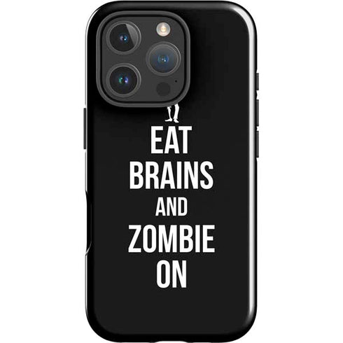 Eat Brains and Zombie On Black iPhone 16 Pro Max Impact Case