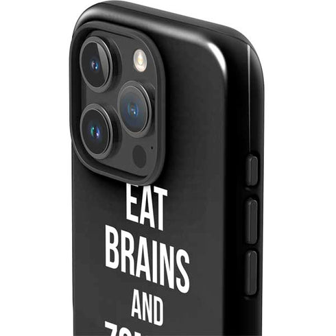Eat Brains and Zombie On Black iPhone 16 Pro Max Impact Case
