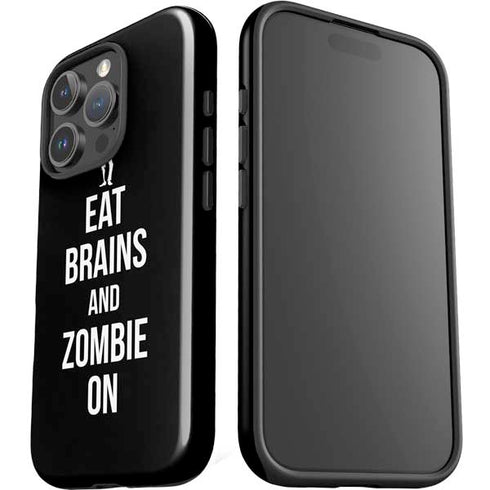 Eat Brains and Zombie On Black iPhone 16 Pro Max Impact Case
