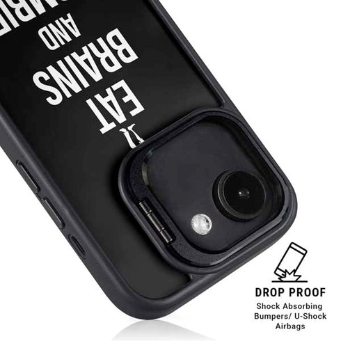 Eat Brains and Zombie On Black iPhone 16e Kickstand Case