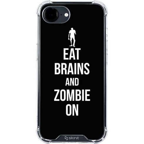 Eat Brains and Zombie On Black iPhone 16e Clear Case