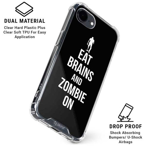 Eat Brains and Zombie On Black iPhone 16e Clear Case