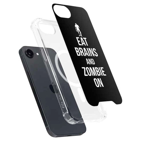Eat Brains and Zombie On Black iPhone 16e MagSafe Case