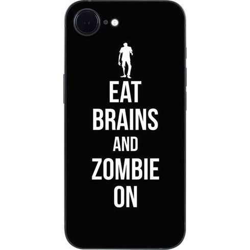 Eat Brains and Zombie On Black iPhone 16e Skin