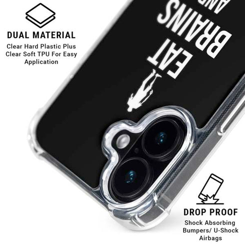 Eat Brains and Zombie On Black iPhone 17 Clear Case