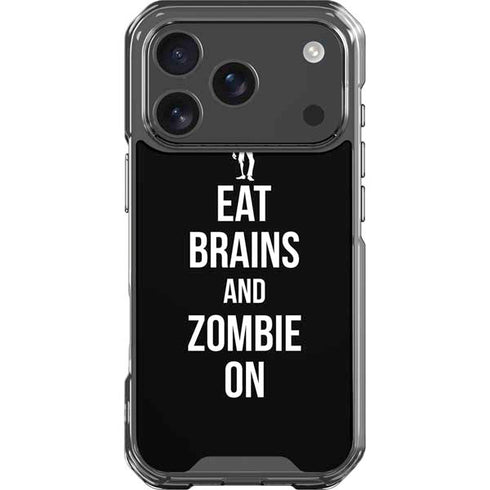 Eat Brains and Zombie On Black iPhone 18 Pro Clear Case