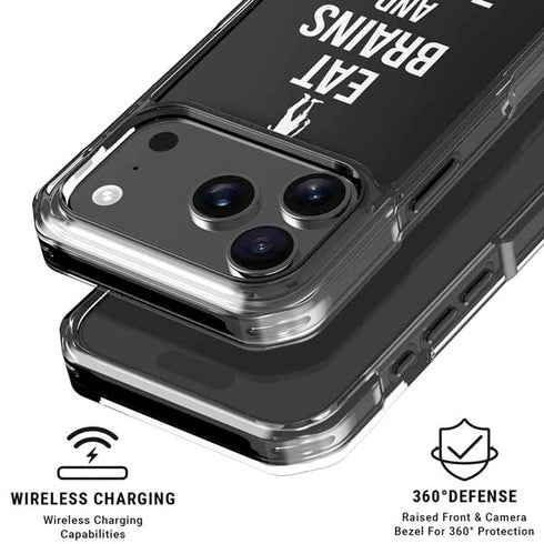 Eat Brains and Zombie On Black iPhone 18 Pro Clear Case