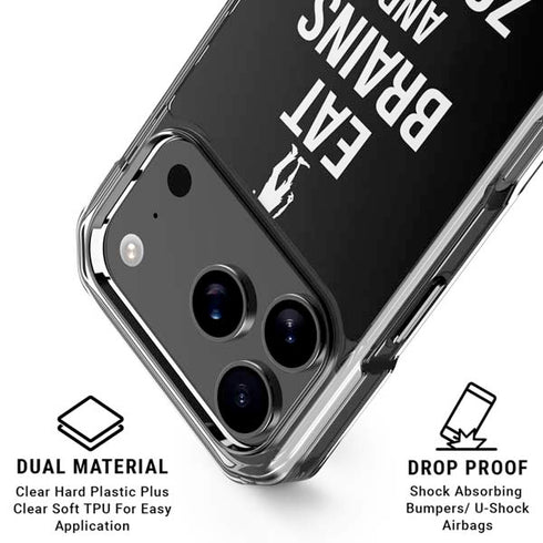 Eat Brains and Zombie On Black iPhone 18 Pro Clear Case