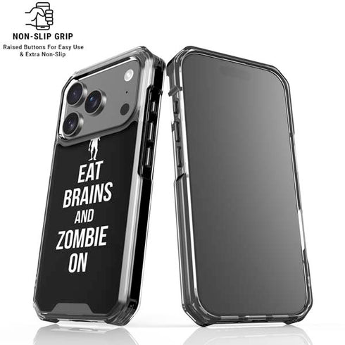 Eat Brains and Zombie On Black iPhone 18 Pro Clear Case