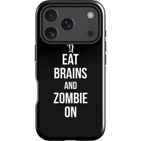 Eat Brains and Zombie On Black iPhone 18 Pro Impact Case