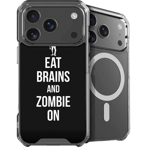 Eat Brains and Zombie On Black iPhone 18 Pro MagSafe Case