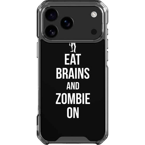 Eat Brains and Zombie On Black iPhone 18 Pro Max Clear Case