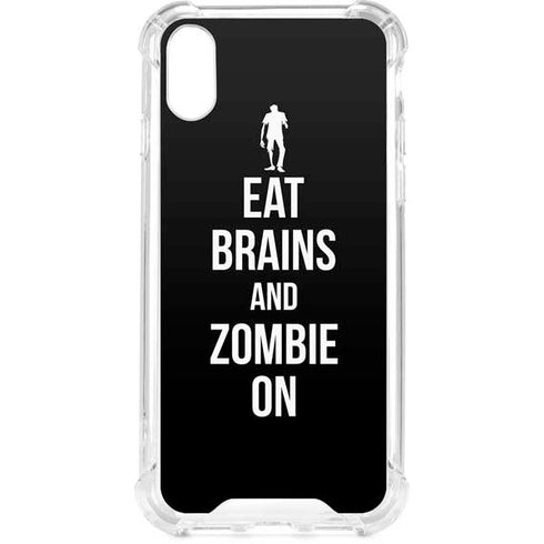 Eat Brains and Zombie On Black iPhone XS Clear Case