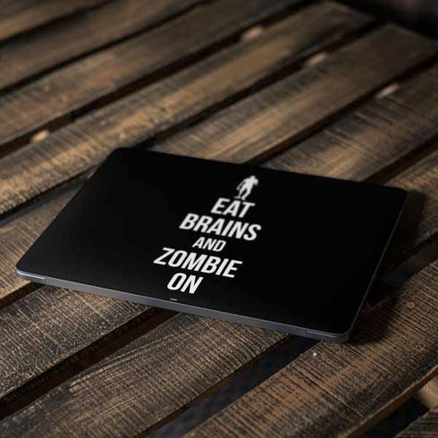 Eat Brains and Zombie On Black Apple MacBook Air Skin